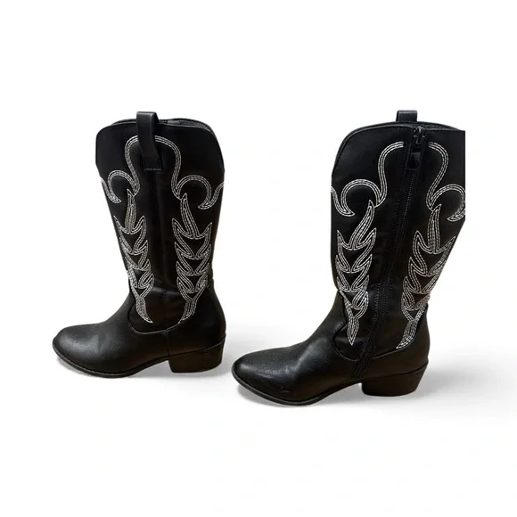 Fashion Nova Black and White Kids Cowboy Boots - Picture 3 of 9